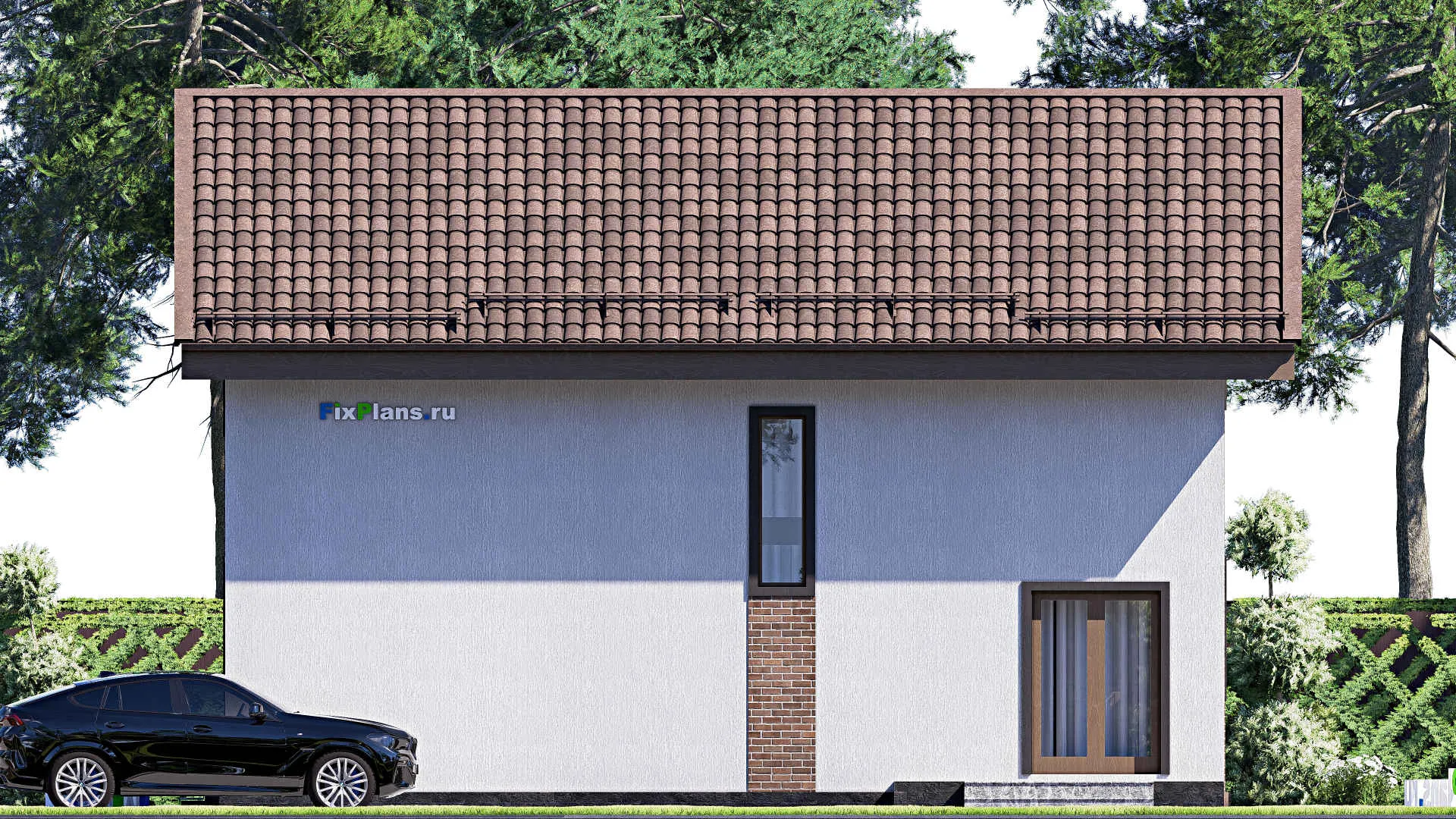 F-17603 - Проект дома с мансардой 11 на 12, площадью 150 м² с террасой и 2 спальнями