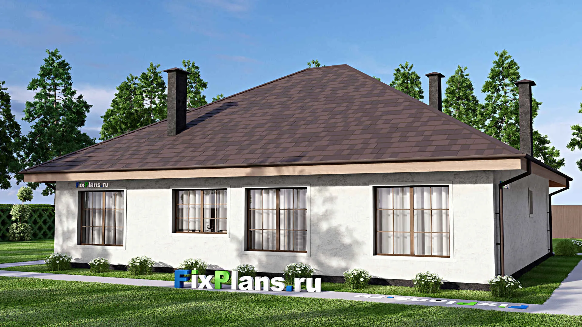 F-13625 - Проект дома с мансардой 14 на 16, площадью 230 м² с балконом и 4 спальнями