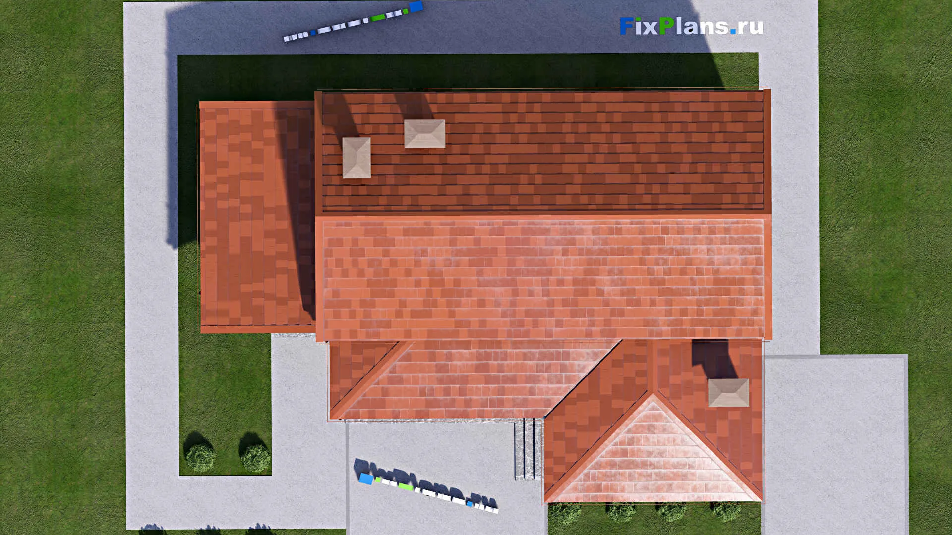 F-15443 - Проект бани 11 на 15, площадью 130 м² с комнатой отдыха, терассой, мансардой, санузлом и 2 спальнями