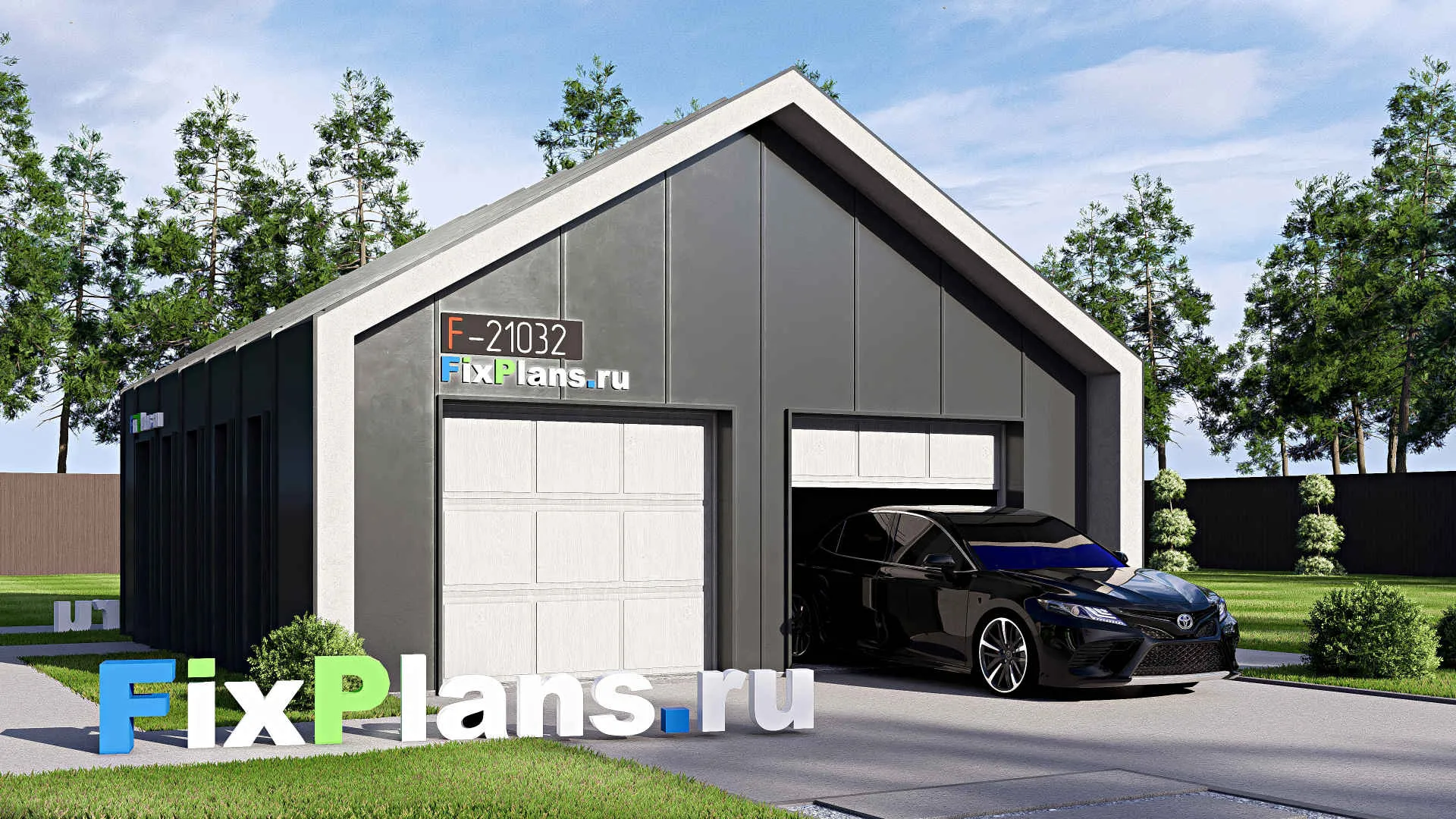 F-21032 - Проект гаража 8 на 8, площадью 50 м² на 2 машиноместа