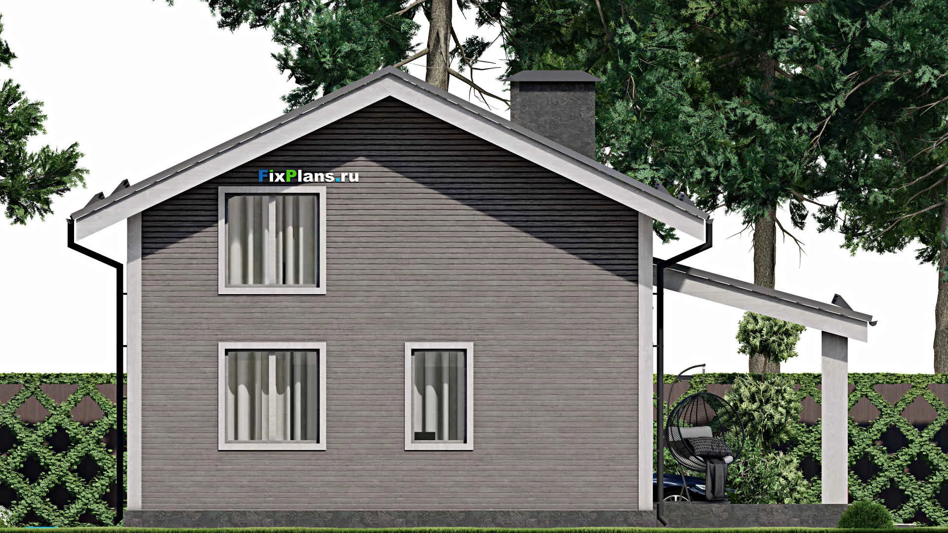 F-4904 - Проект дома с мансардой 8 на 10, площадью 130 м² с террасой и 4 спальнями