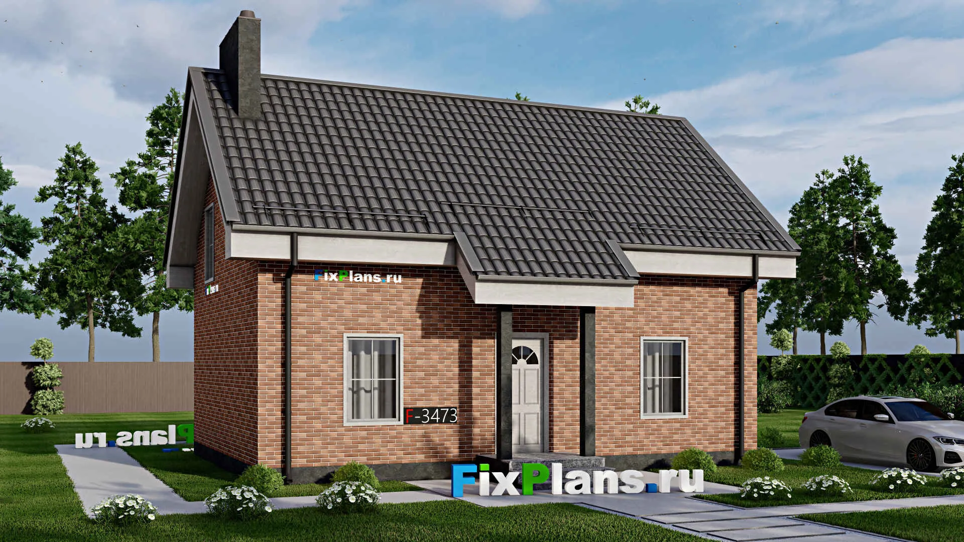 F-3473 - Проект дома с мансардой 7 на 10, площадью 100 м² с 2 спальнями