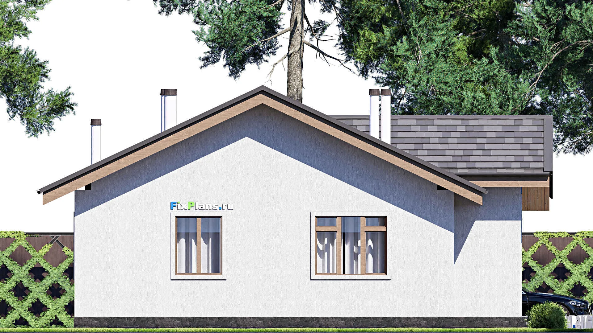 F-19160 - Проект одноэтажного дома 11 на 14, площадью 120 м² с 3 спальнями
