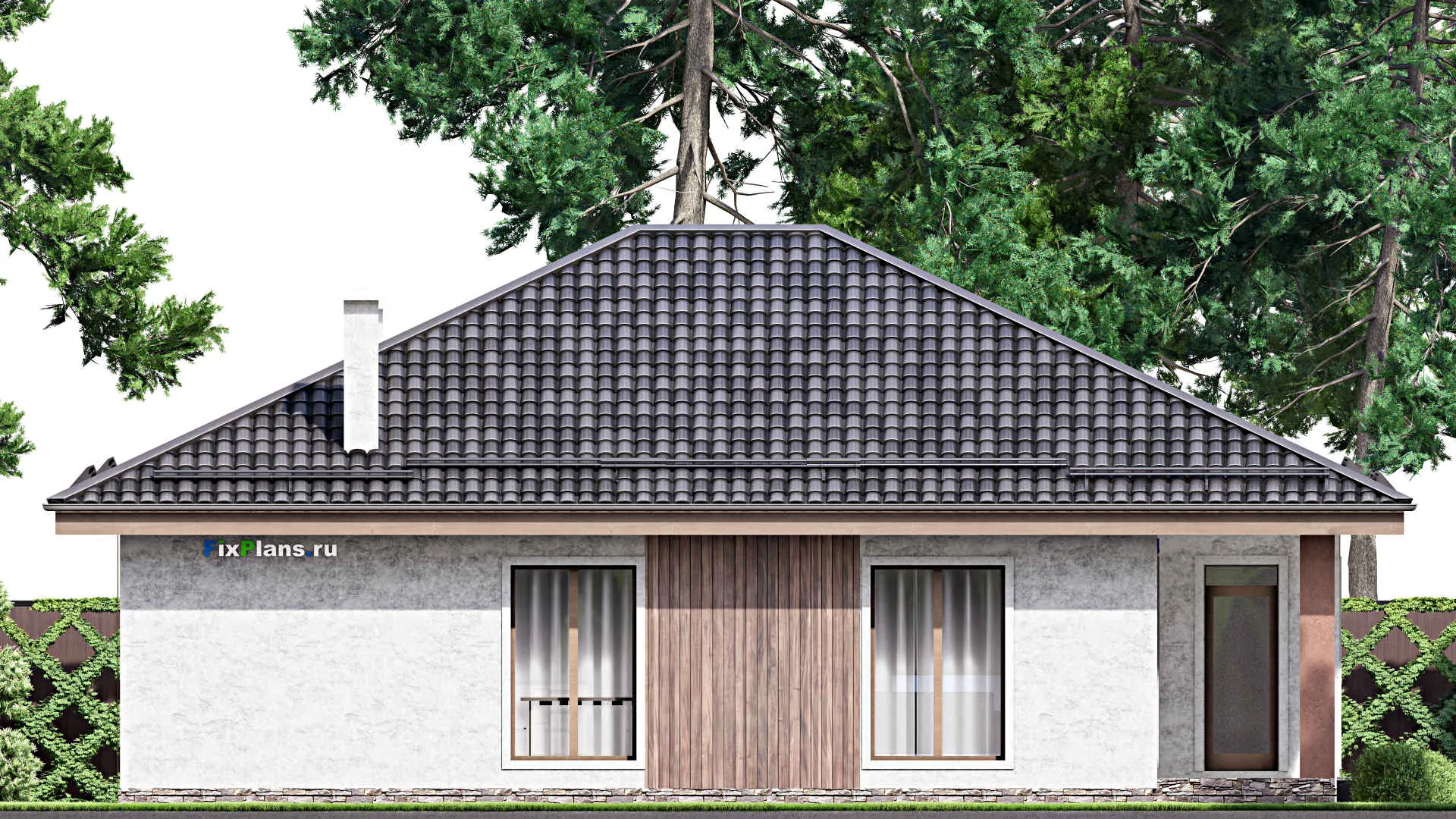 F-13499 - Проект одноэтажного дома 12 на 15, площадью 140 м² с 3 спальнями