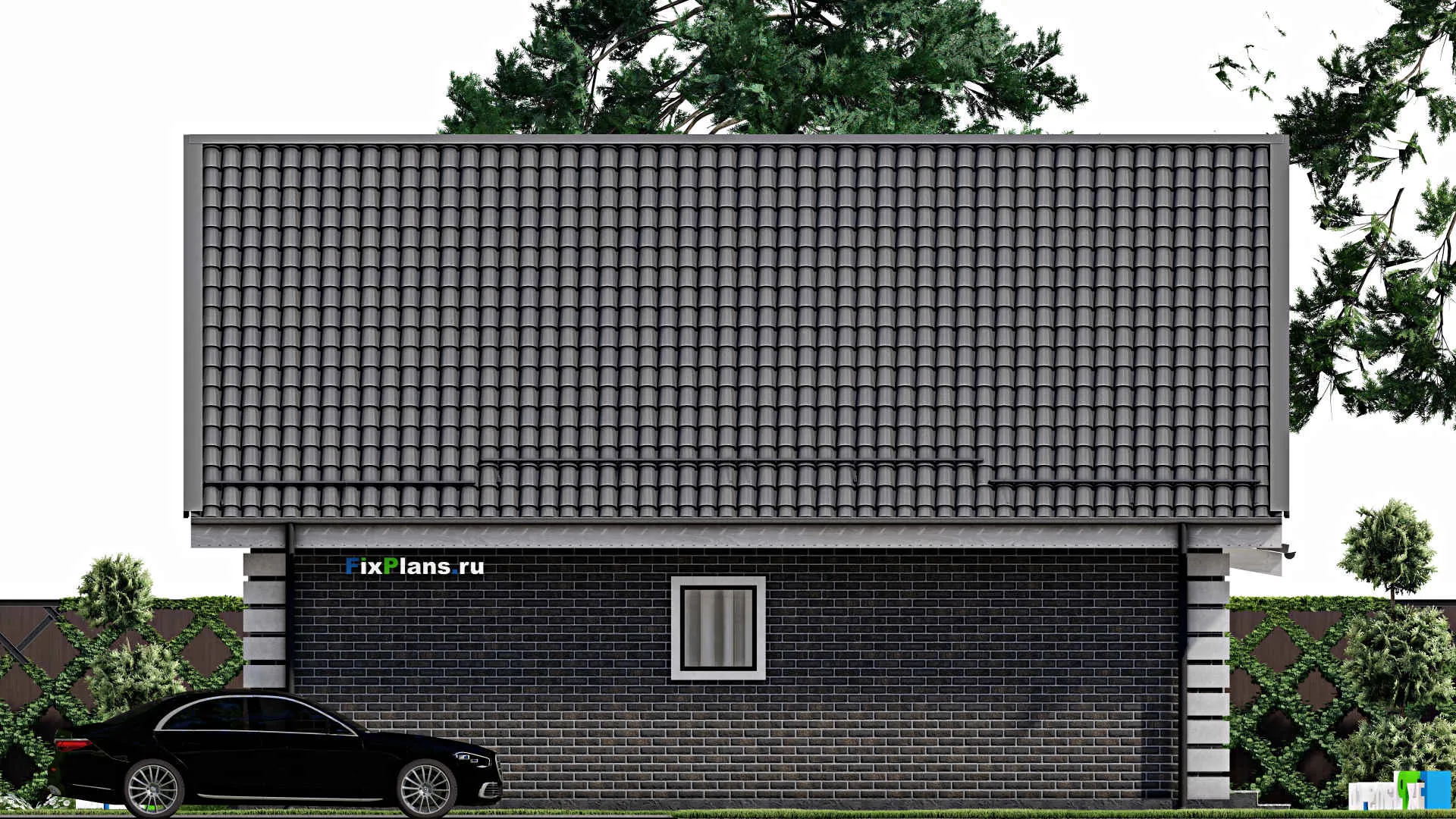 F-6470 - Проект одноэтажного дома 11 на 13, площадью 110 м² с террасой и 3 спальнями