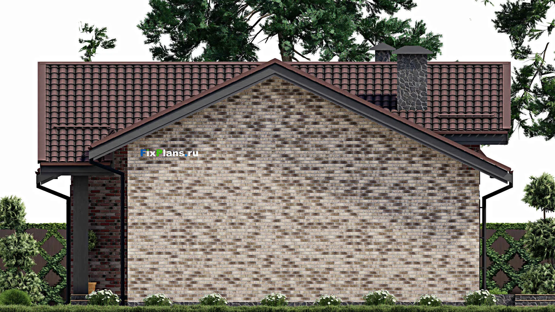 F-2231 - Проект одноэтажного дома 11 на 15, площадью 150 м² с террасой и 3 спальнями