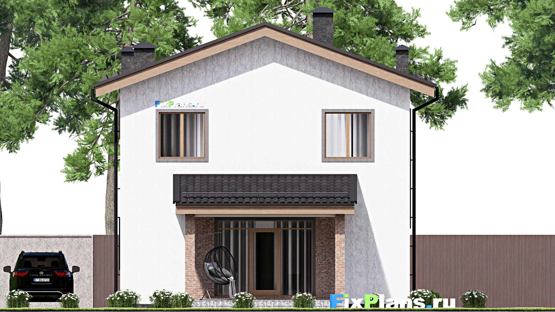 F-17036 - Проект двухэтажного дома 10 на 14, площадью 150 м² с террасой и 4 спальнями