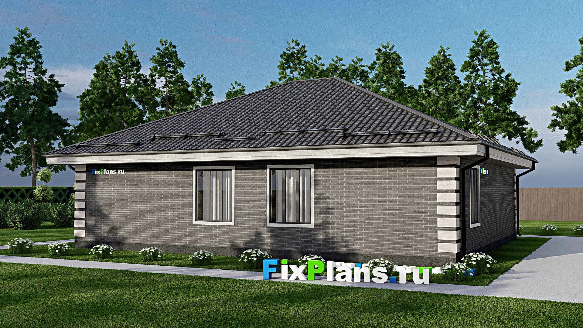 F-3185 - Проект одноэтажного дома 13 на 15, площадью 140 м² с 4 спальнями