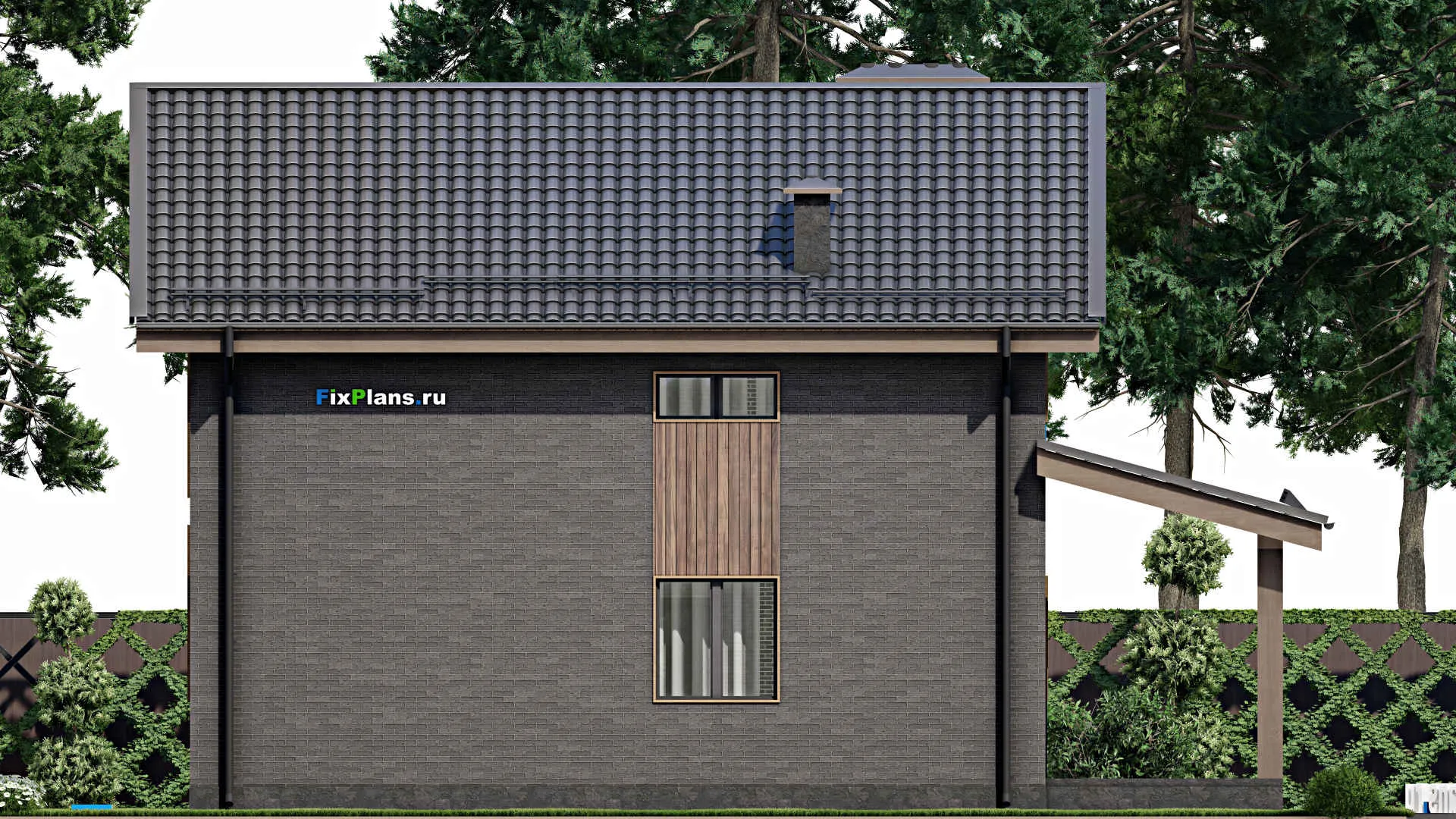 F-4697 - Проект дома с мансардой 11 на 11, площадью 210 м² с террасой, балконом и 4 спальнями
