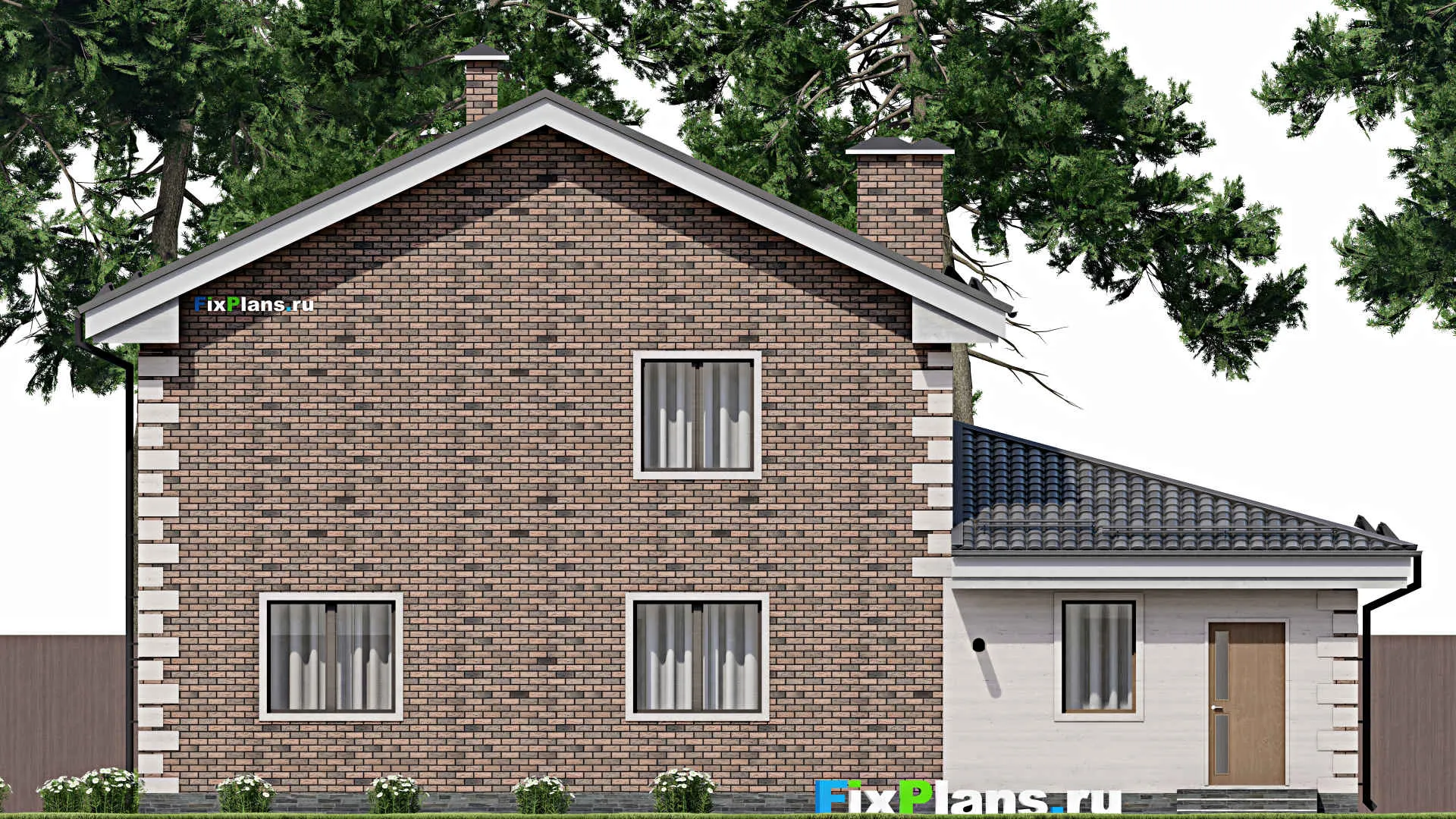 F-9116 - Проект двухэтажного дома 11 на 16, площадью 170 м² с гаражом на 2 машины и 4 спальнями