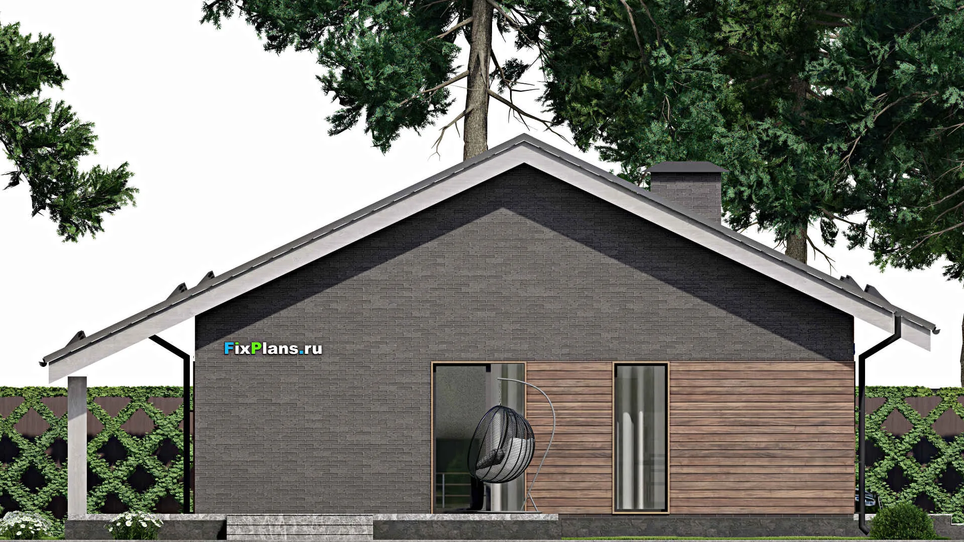 F-5291 - Проект одноэтажного дома 11 на 16, площадью 160 м² с террасой и 3 спальнями