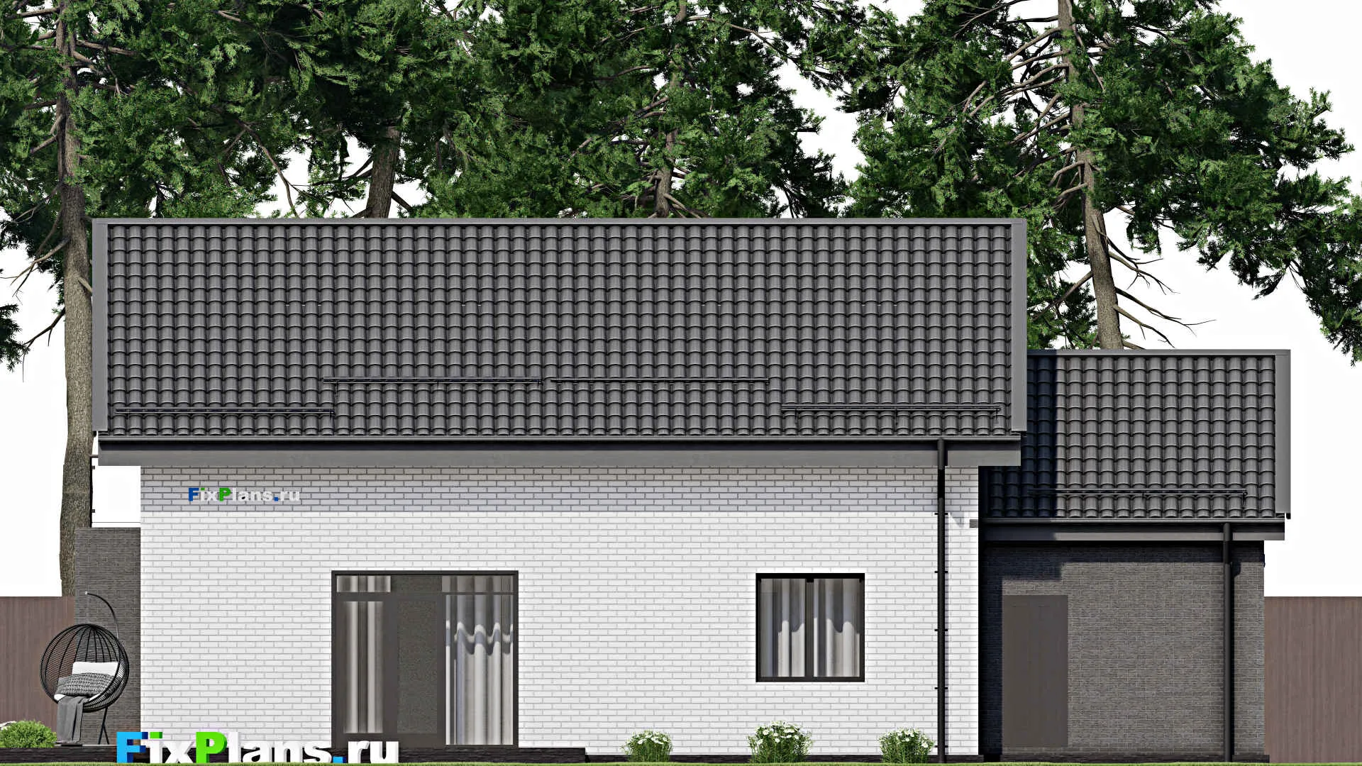 F-2906 - Проект дома с мансардой 9 на 17, площадью 210 м² с террасой, балконом, гаражом на 1 машину и 4 спальнями