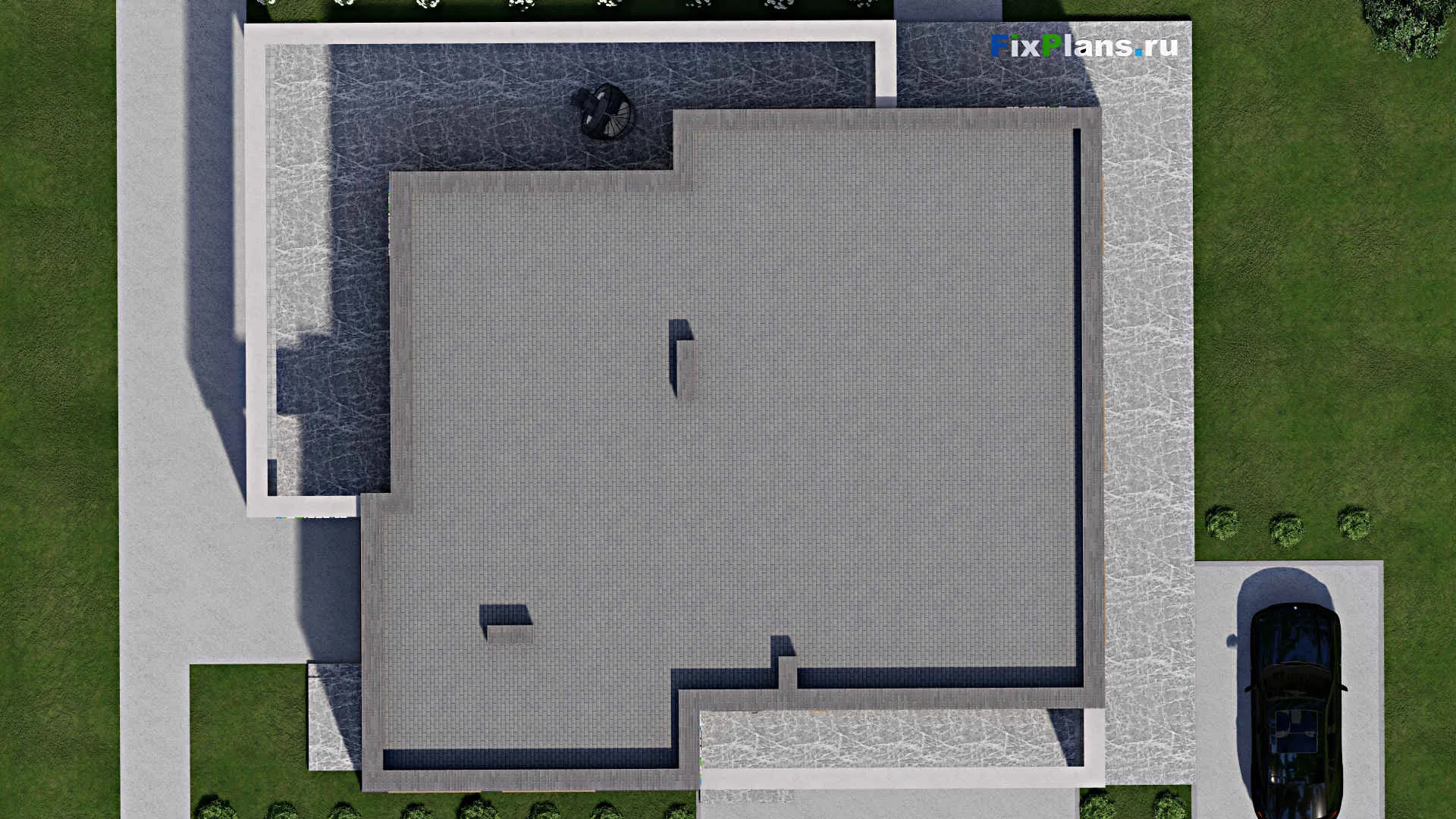 F-7082 - Проект одноэтажного дома 17 на 21, площадью 280 м² с террасой и 4 спальнями