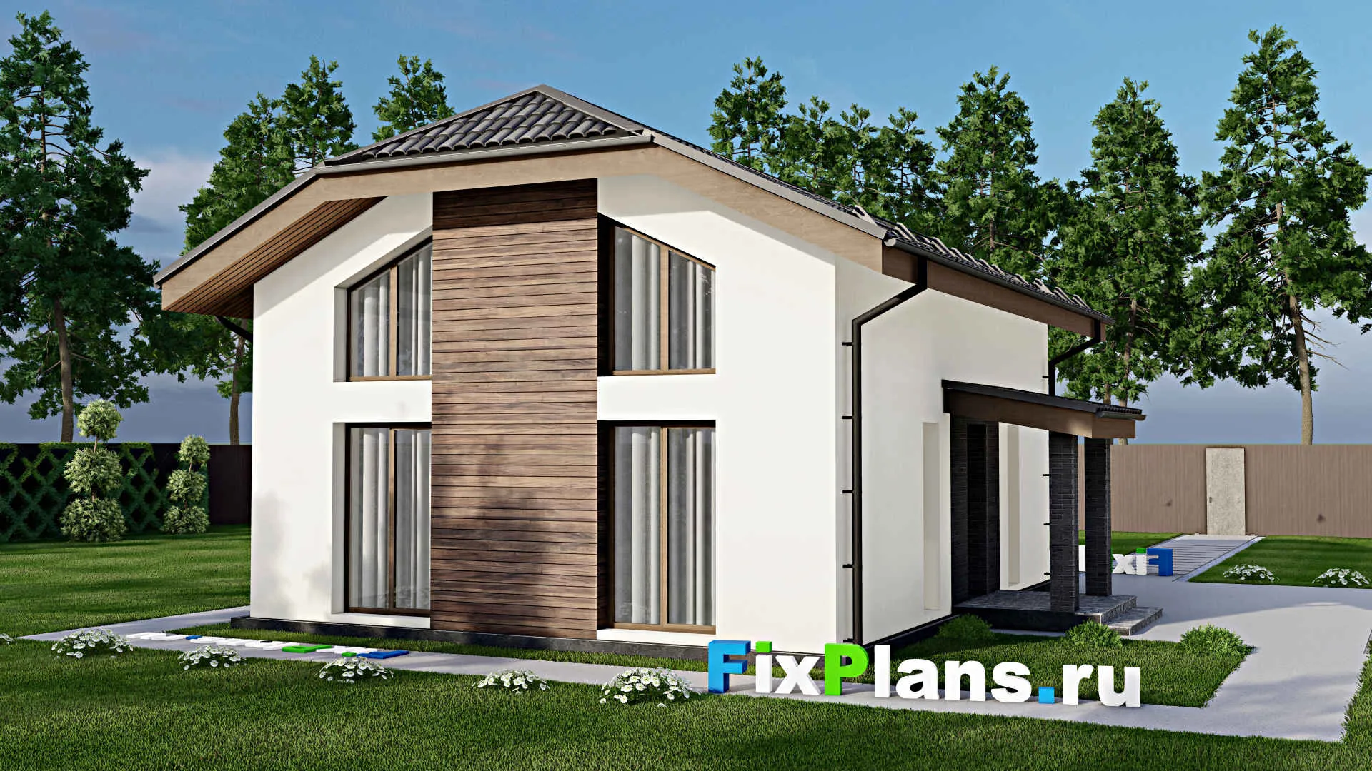 F-5804 - Проект дома с мансардой 9 на 11, площадью 130 м² с 4 спальнями