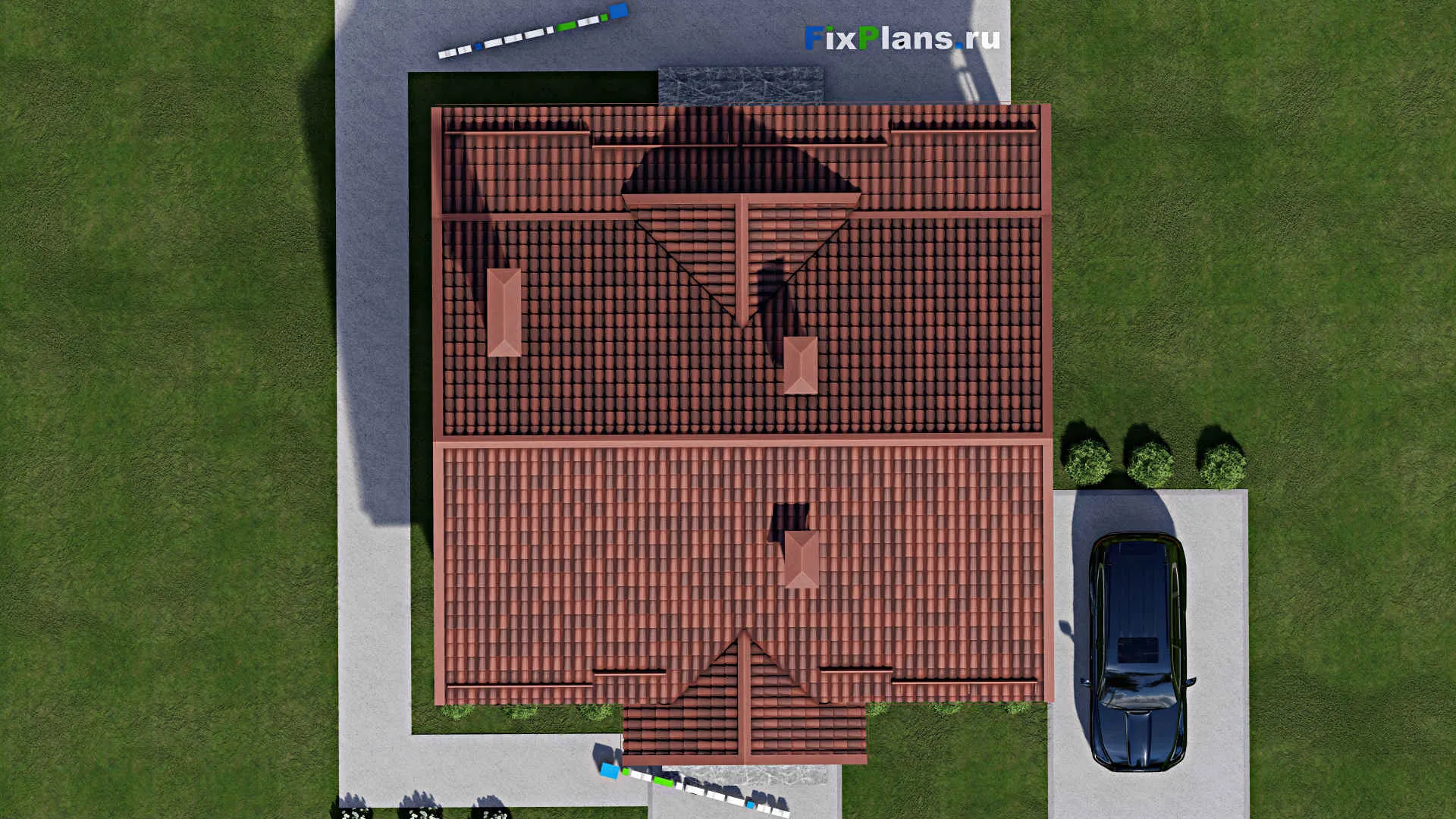 F-6398 - Проект дома с мансардой 12 на 13, площадью 160 м² с террасой и 3 спальнями