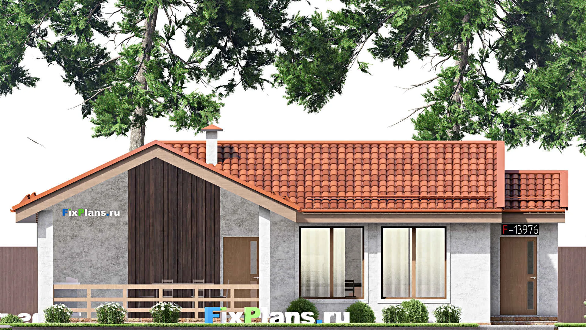 F-13976 - Проект бани 12 на 14, площадью 90 м² с терассой и санузлом