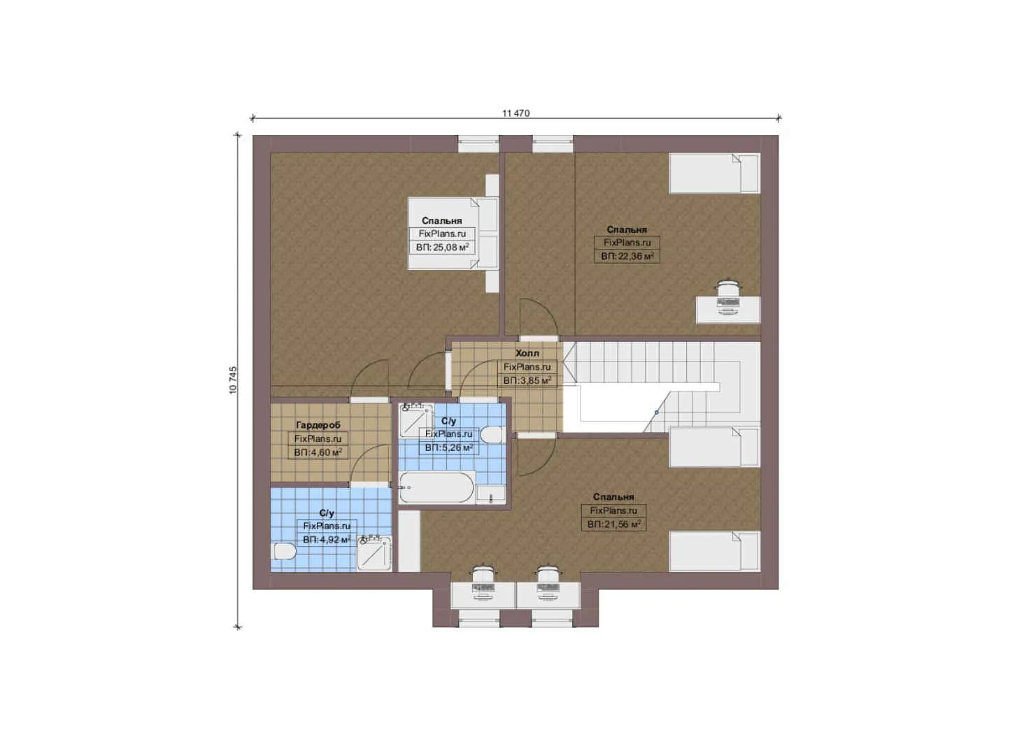 F-14426 - Планы дома с мансардой 12 на 15, площадью 200 м² с террасой и 4 спальнями