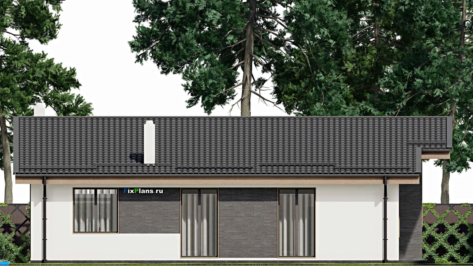 F-4940 - Проект одноэтажного дома 15 на 16, площадью 190 м² с террасой, баней и 3 спальнями