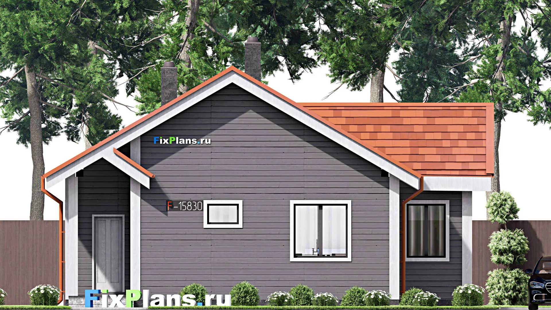 F-15830 - Проект одноэтажного дома 11 на 13, площадью 100 м² с 3 спальнями