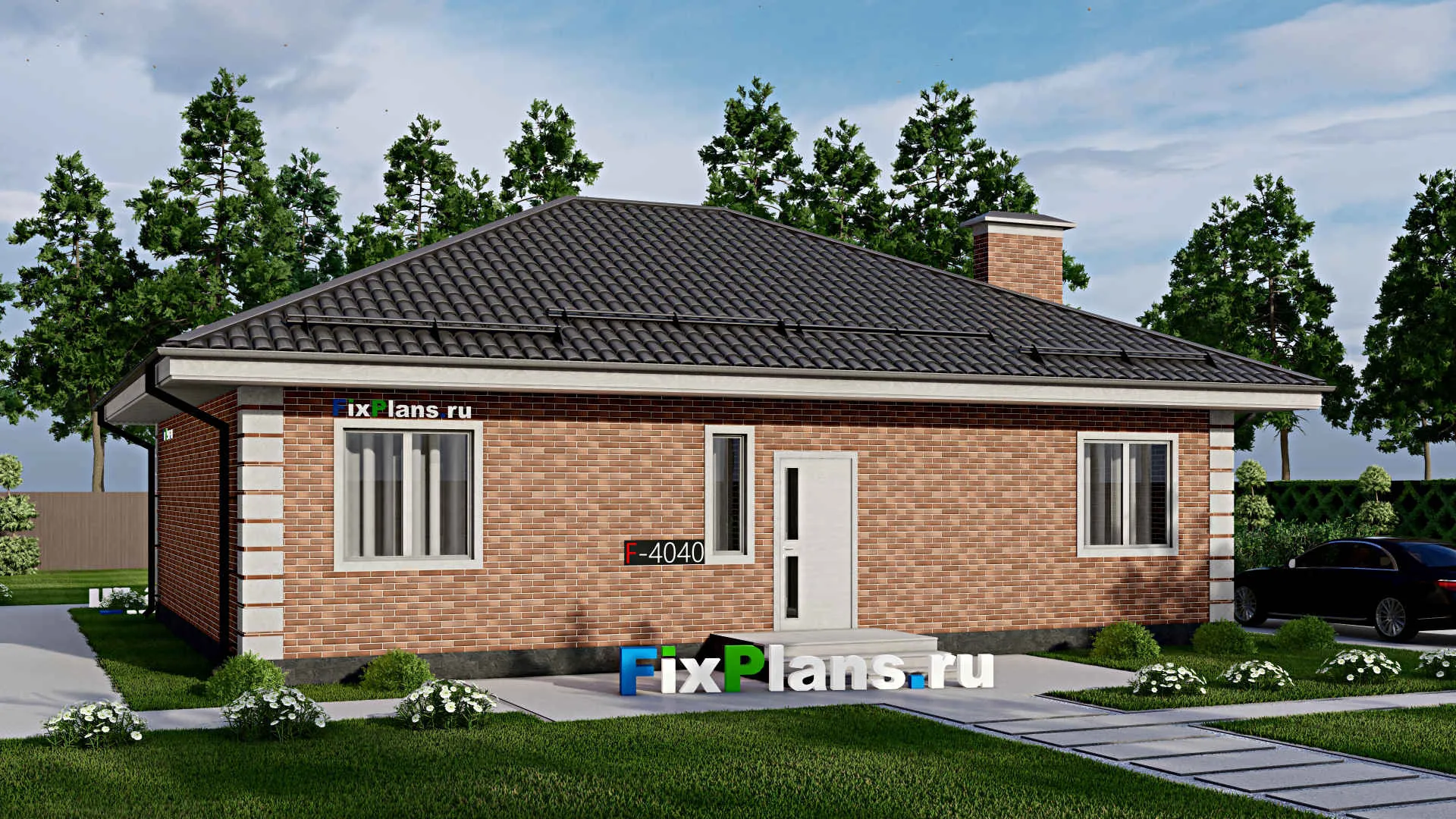 F-4040 - Проект одноэтажного дома 11 на 14, площадью 120 м² с 2 спальнями