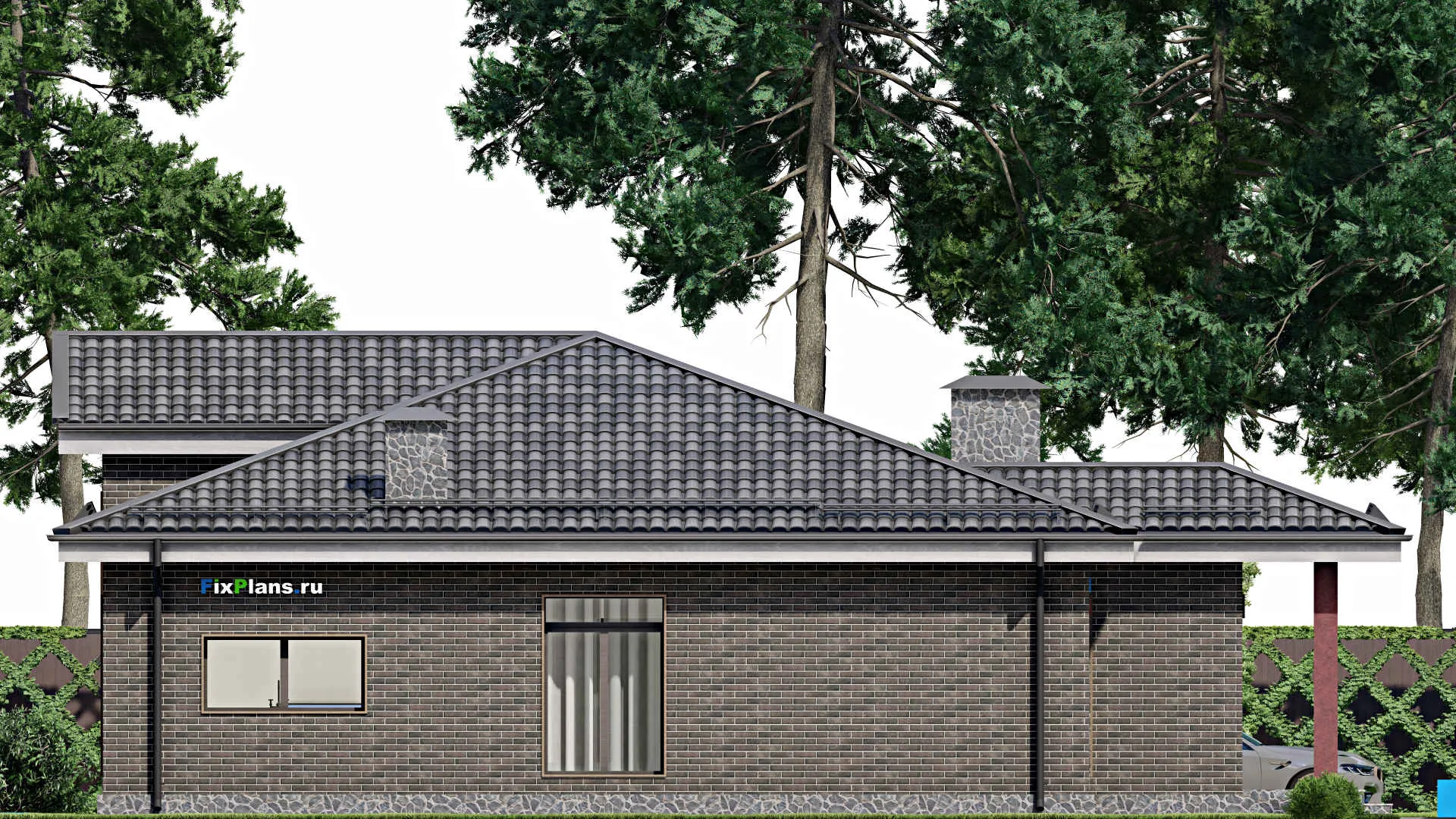 F-6956 - Проект одноэтажного дома 13 на 16, площадью 130 м² с 3 спальнями