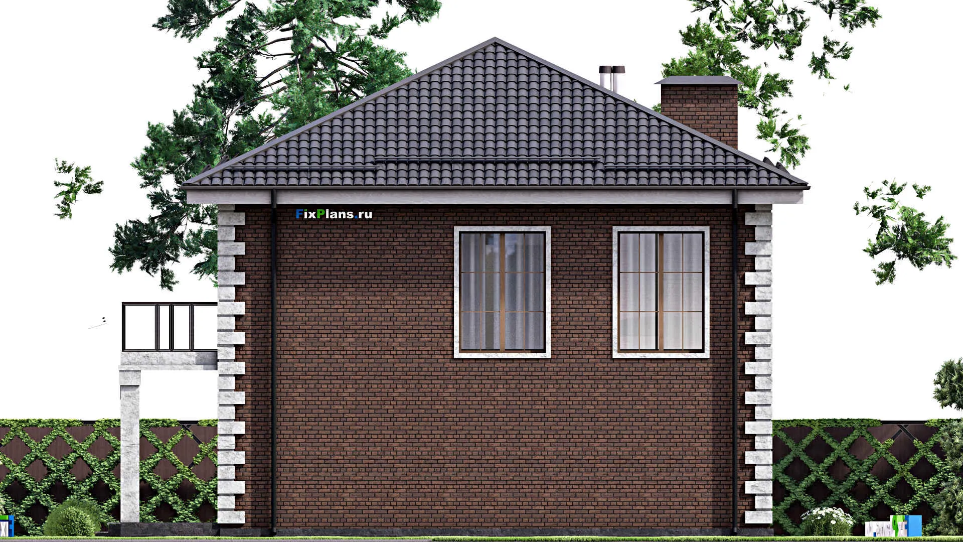 F-14723 - Проект двухэтажного дома 14 на 14, площадью 270 м² с террасой, балконом и 5 спальнями