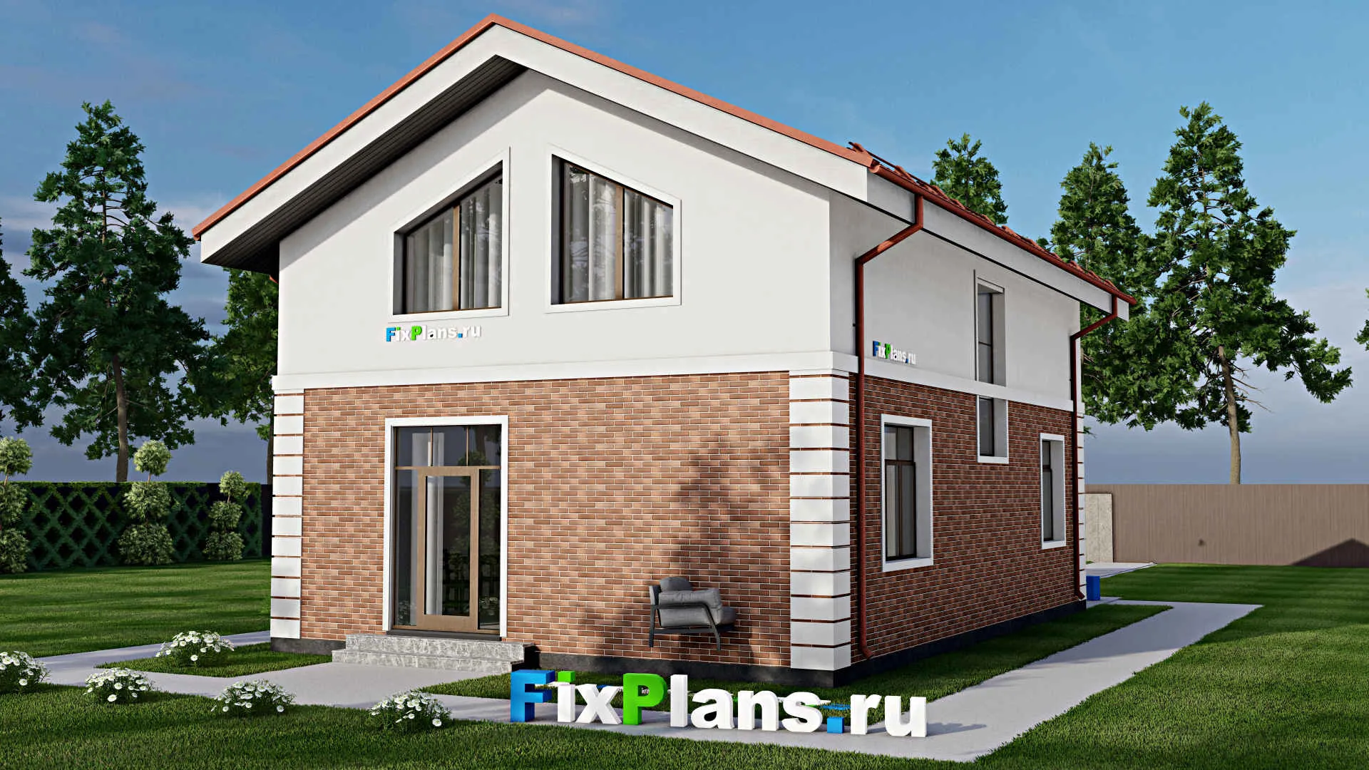 F-9710 - Проект дома с мансардой 9 на 15, площадью 160 м² с 3 спальнями