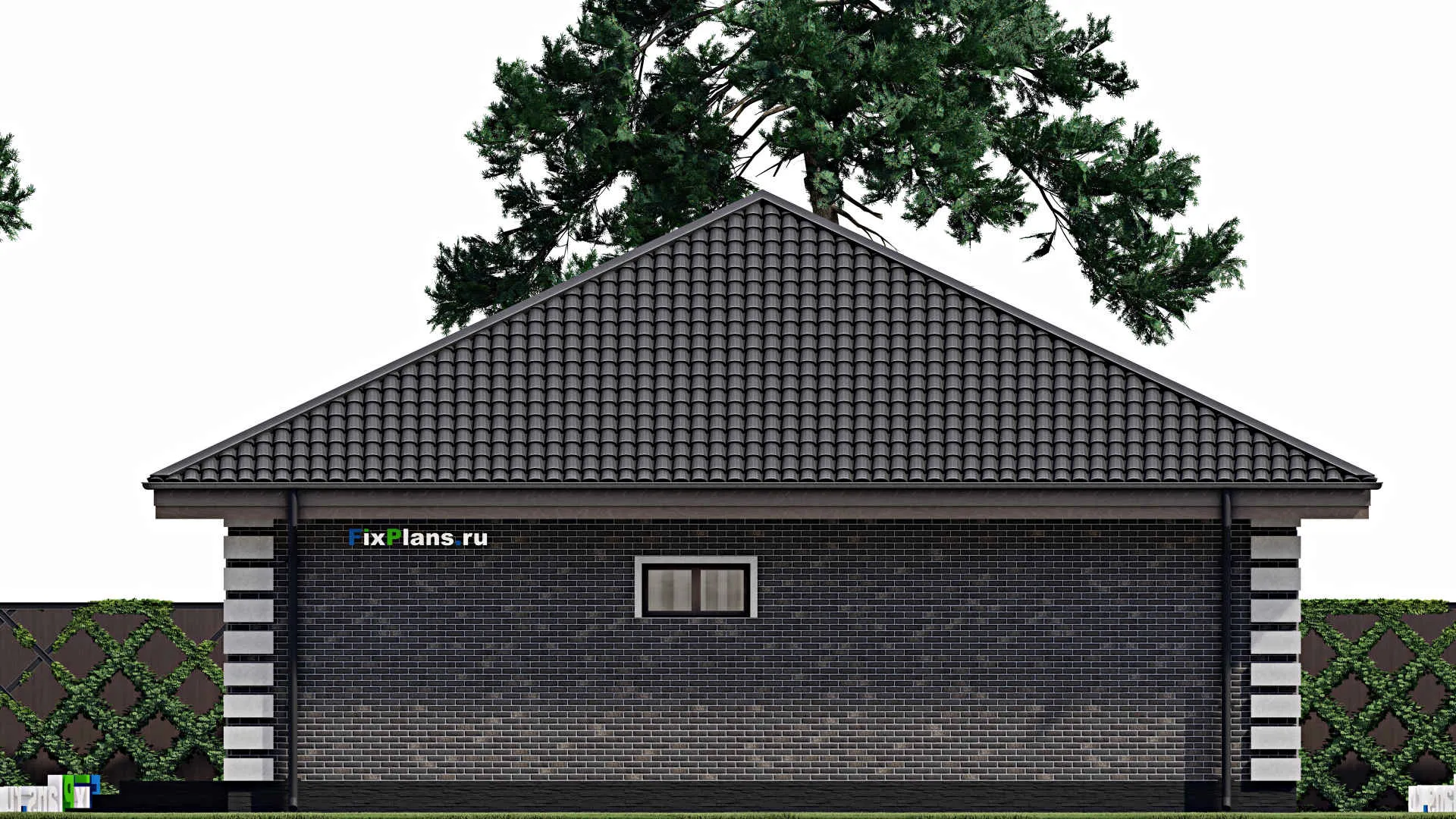 F-1844 - Проект одноэтажного дома 12 на 19, площадью 180 м² с террасой, гаражом на 1 машину и 2 спальнями