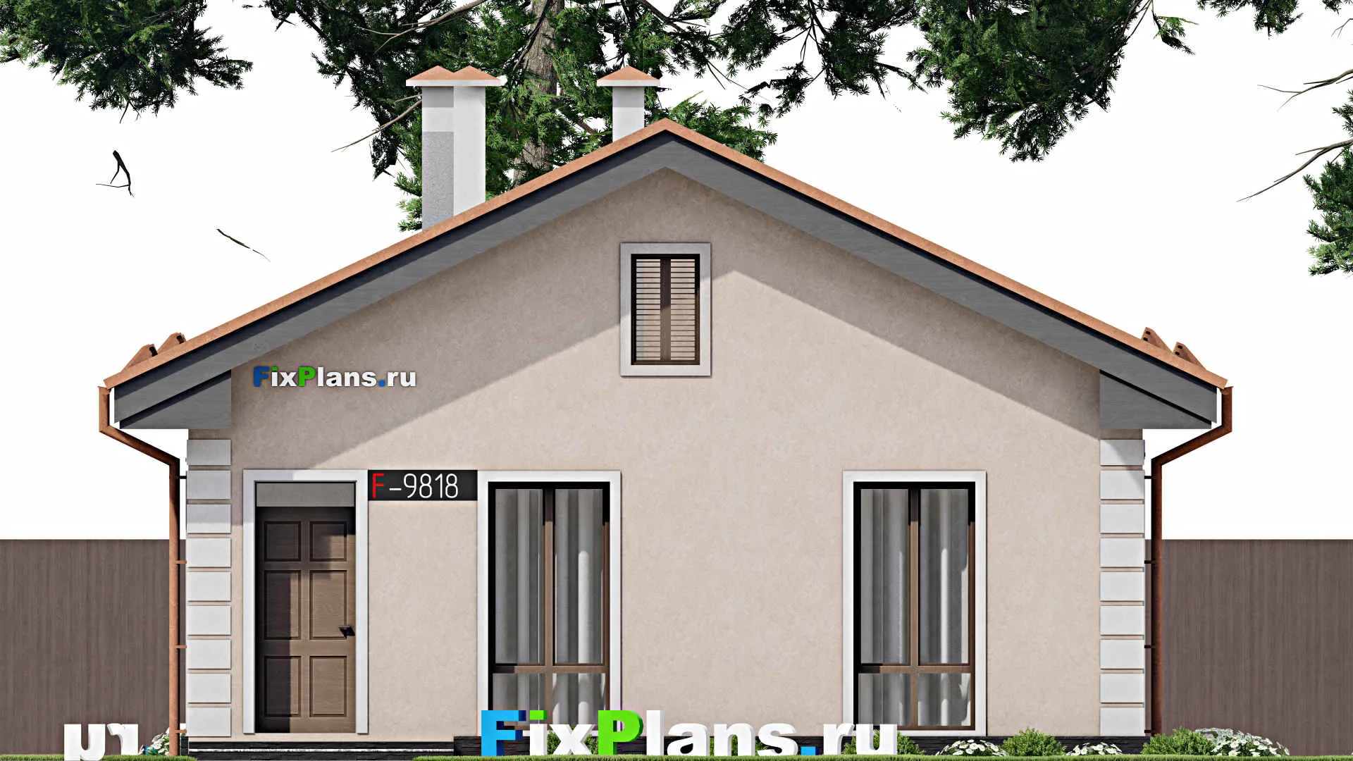 F-9818 - Проект одноэтажного дома 10 на 15, площадью 100 м² с 2 спальнями