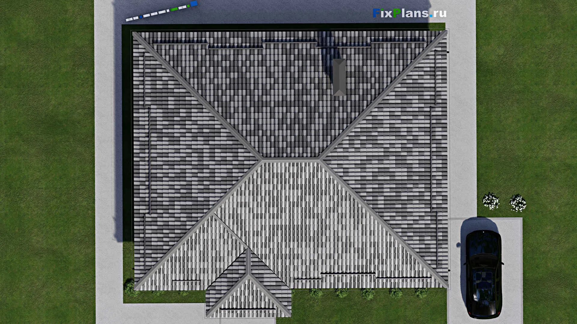 F-7694 - Проект одноэтажного дома 15 на 16, площадью 170 м² с террасой, баней и 3 спальнями