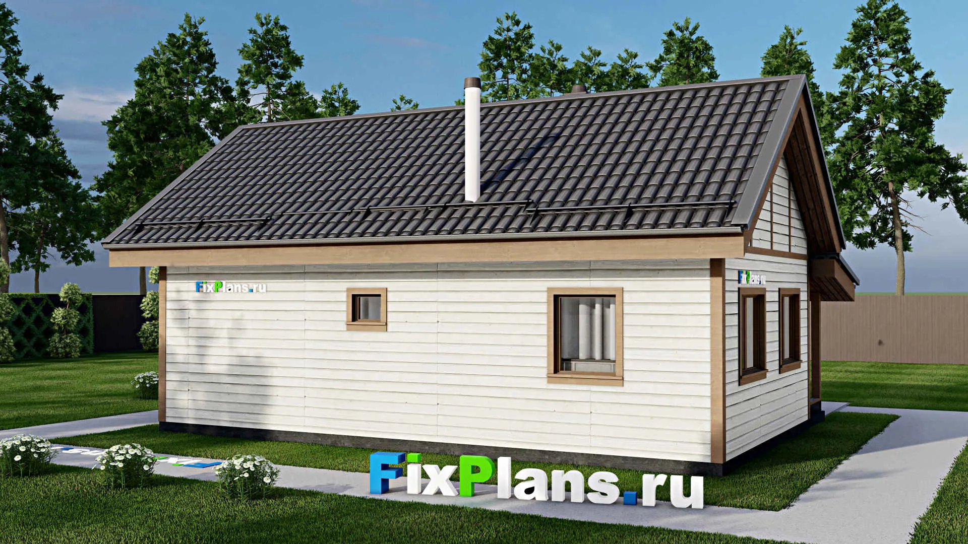 F-12320 - Проект одноэтажного дома 8 на 11, площадью 60 м² с 2 спальнями