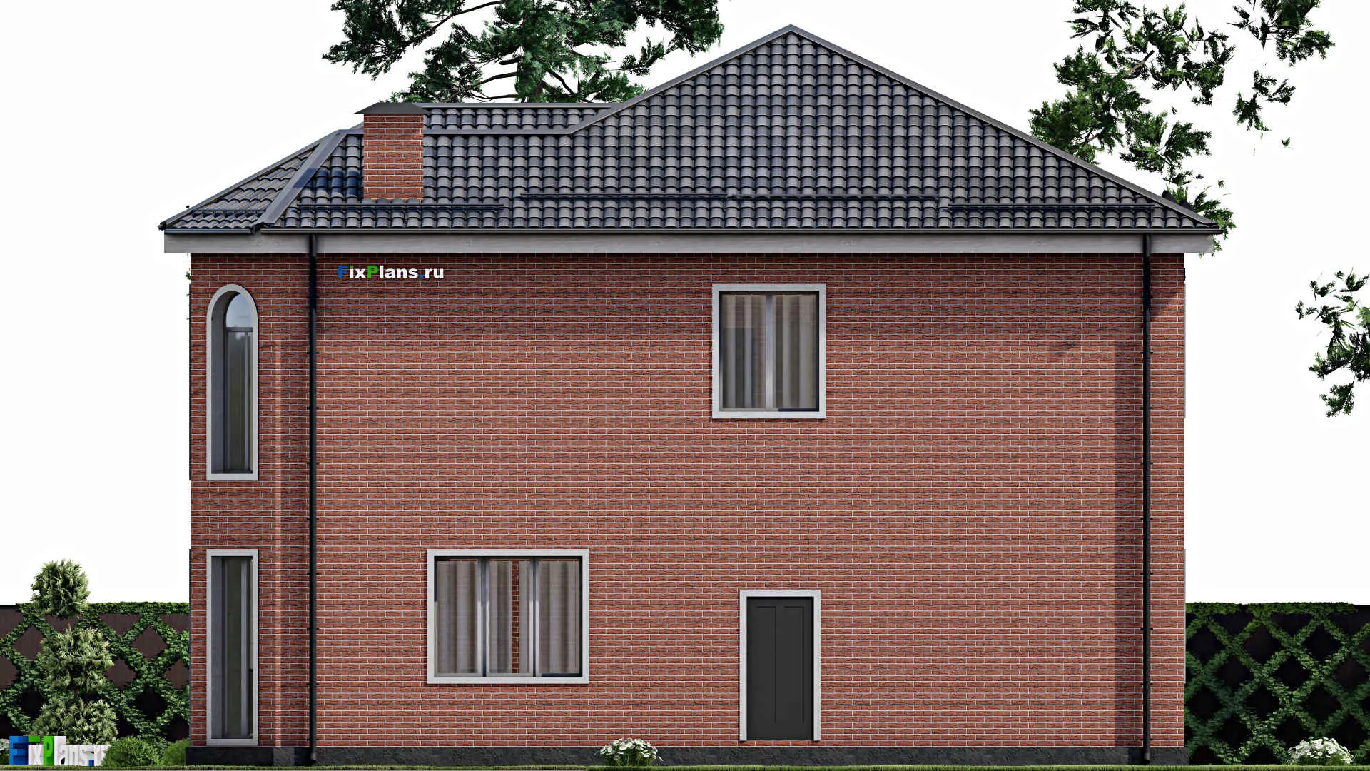 F-6515 - Проект двухэтажного дома 14 на 15, площадью 230 м² с балконом и 6 спальнями