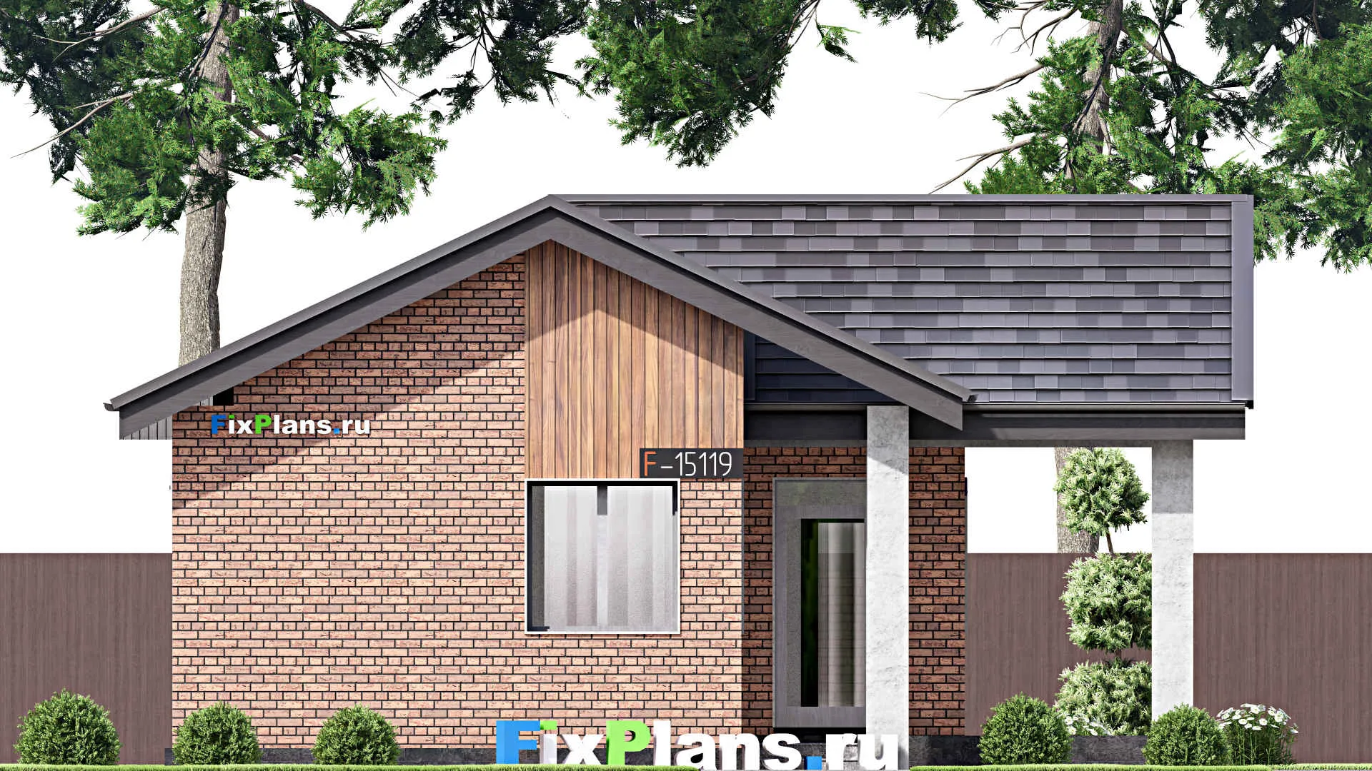 F-15119 - Проект бани 9 на 10, площадью 60 м² с комнатой отдыха, терассой и санузлом